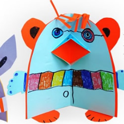 怪诞动物造型立体贺卡diy手工制作