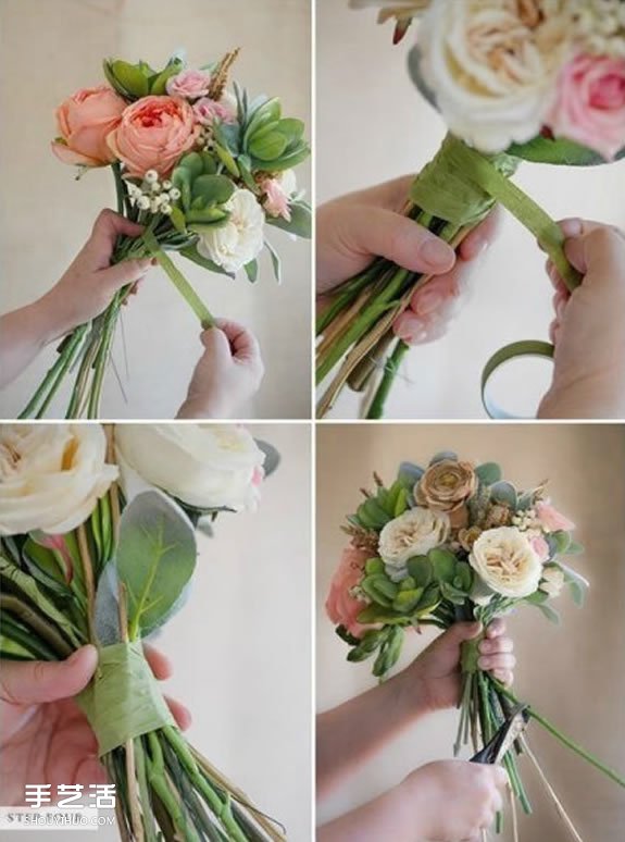 复古风婚礼手捧花diy 浪漫新娘鲜花手捧花制作