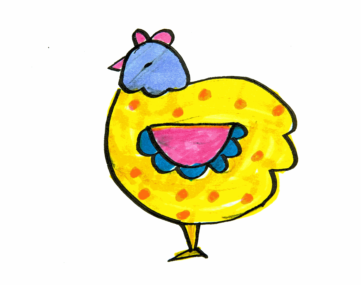 彩色胖母鸡简笔画画法图片步骤