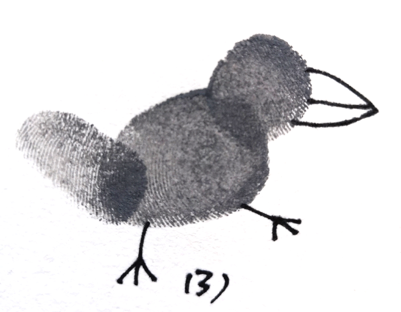 幼儿拇指画教程 小乌鸦的画法