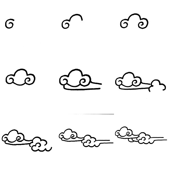 云彩的画法简笔画图片步骤教程