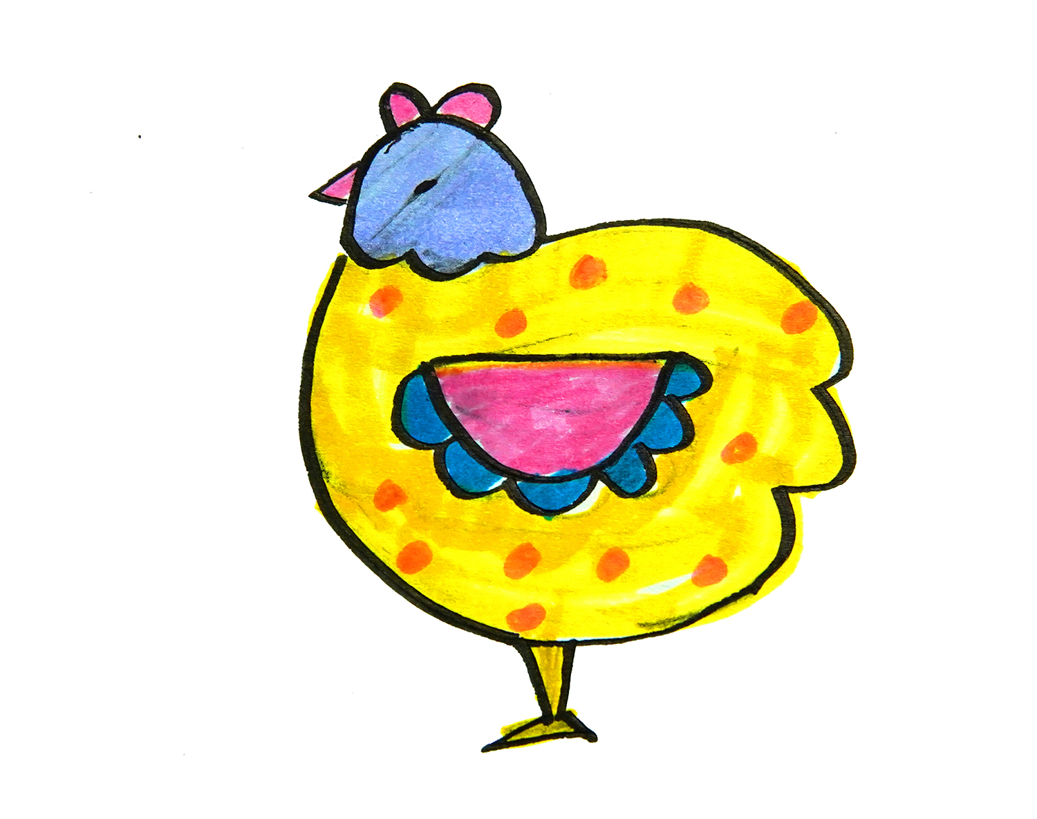彩色胖母鸡简笔画画法图片步骤