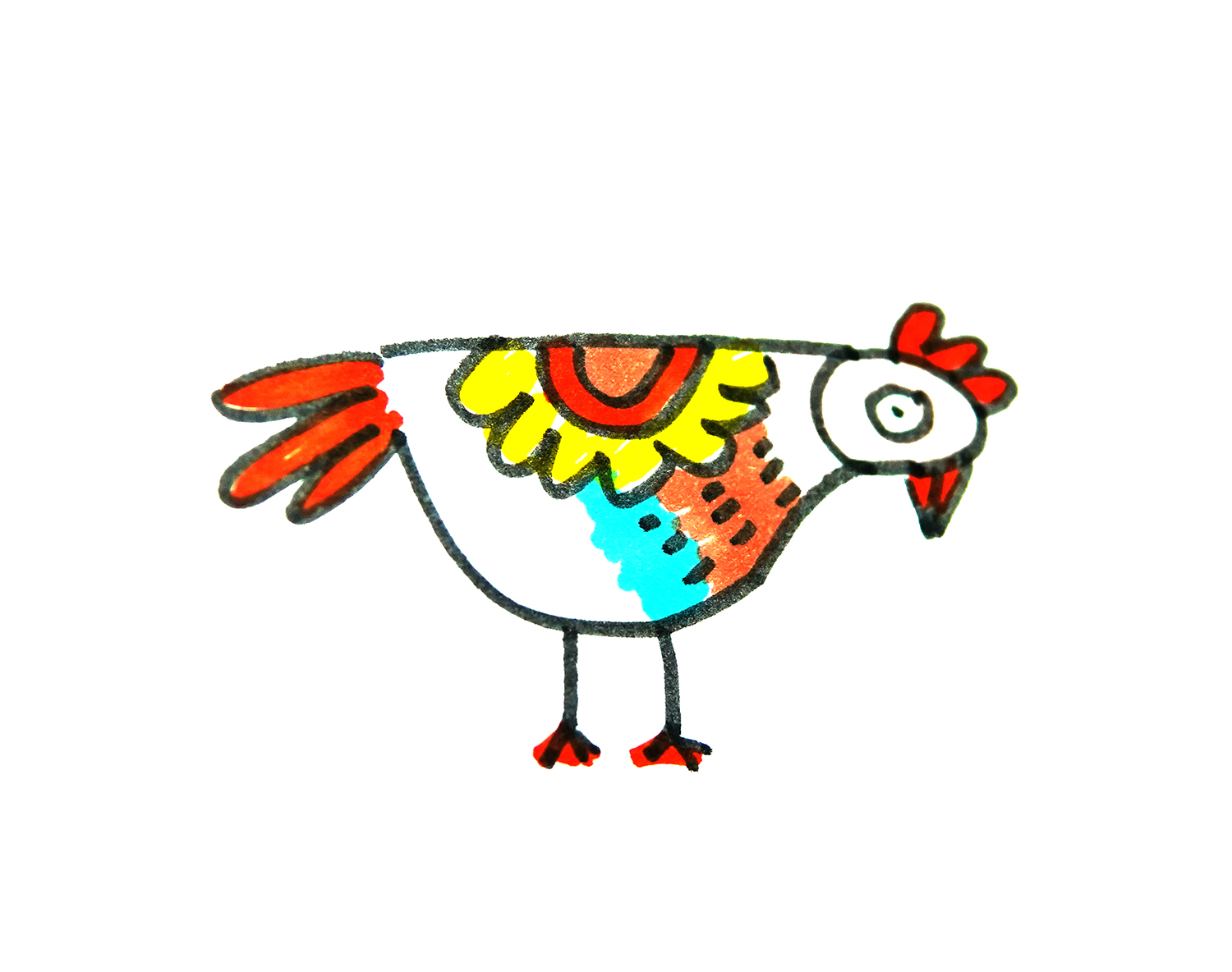 简单公鸡简笔画画法图片步骤