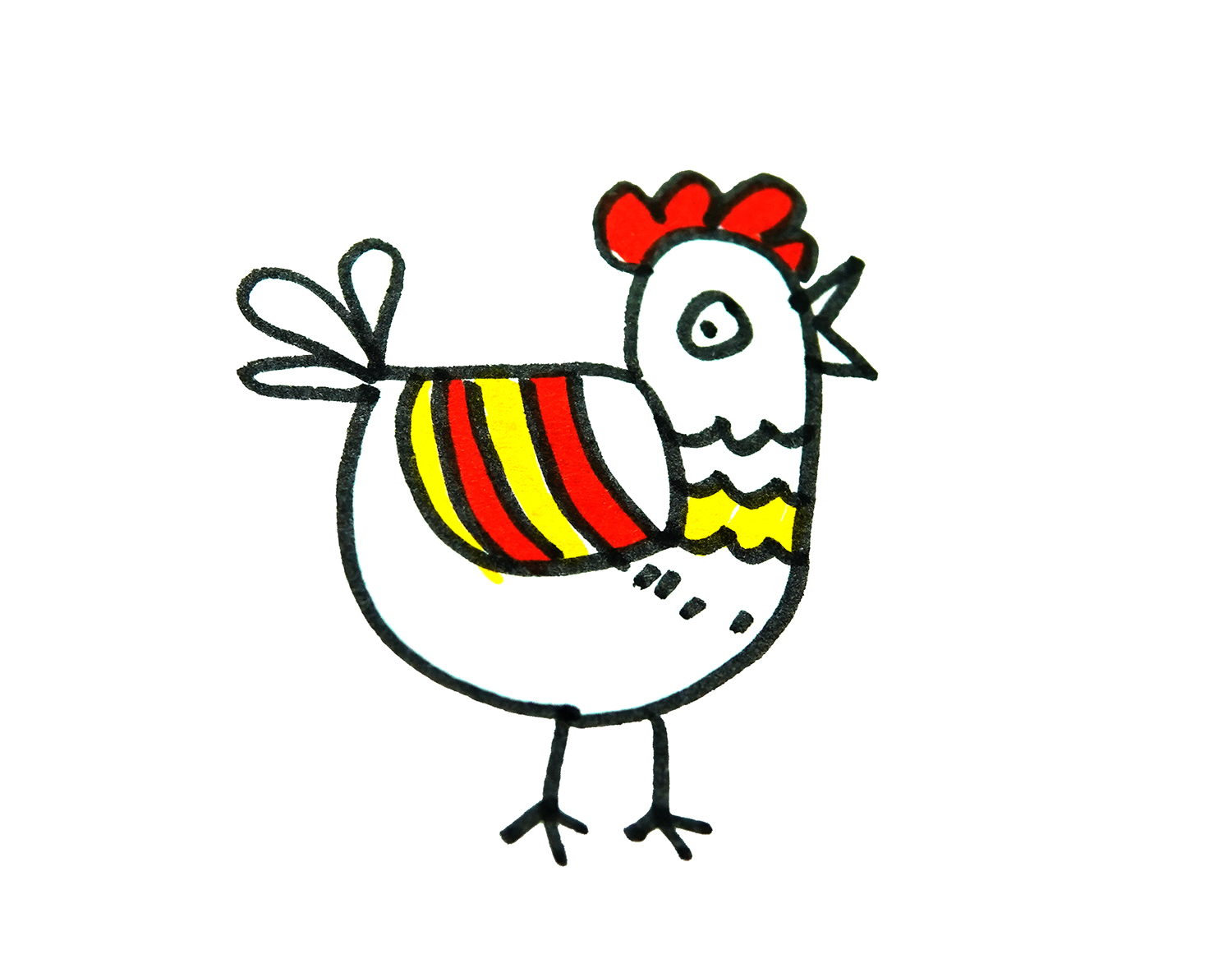 侧身站立小鸡简笔画画法图片步骤