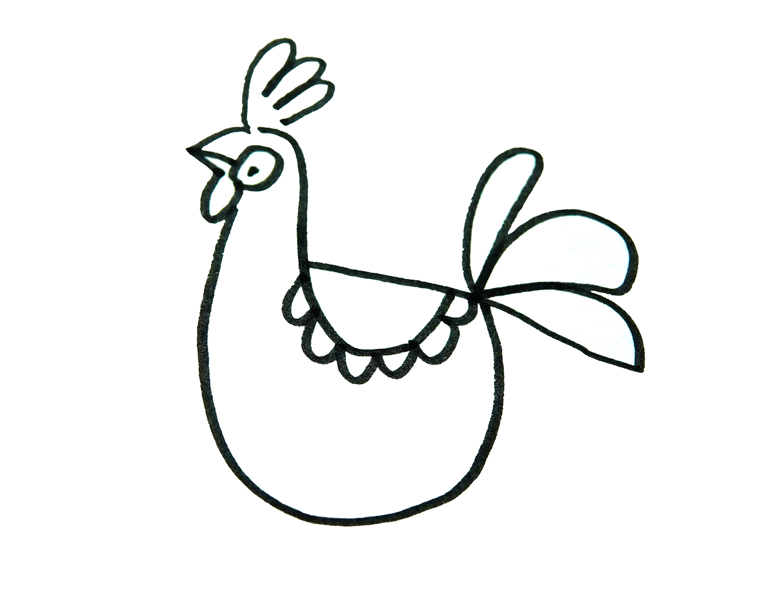 打鸣大公鸡简笔画画法图片步骤💛巧艺网