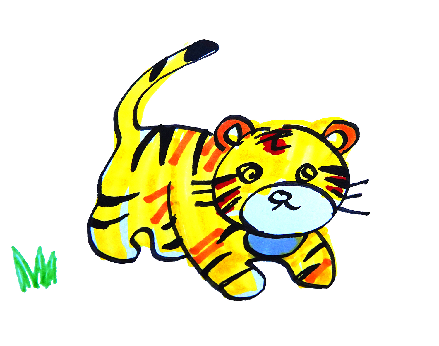 学画简笔画，小老虎的简单画法教程 - 制作系手工网