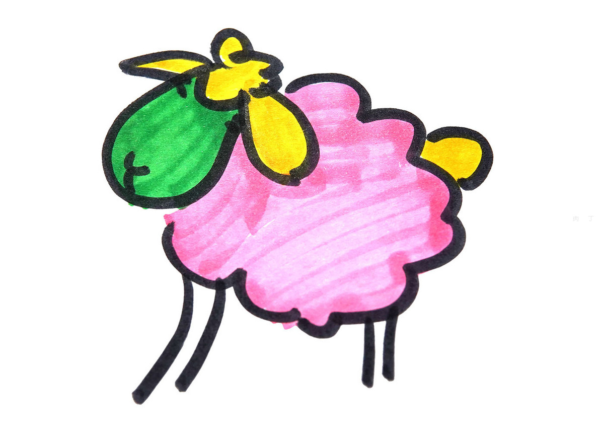 儿童画小绵羊的画法图解教程 小动物简笔画步骤图 咿咿呀呀儿童手工网