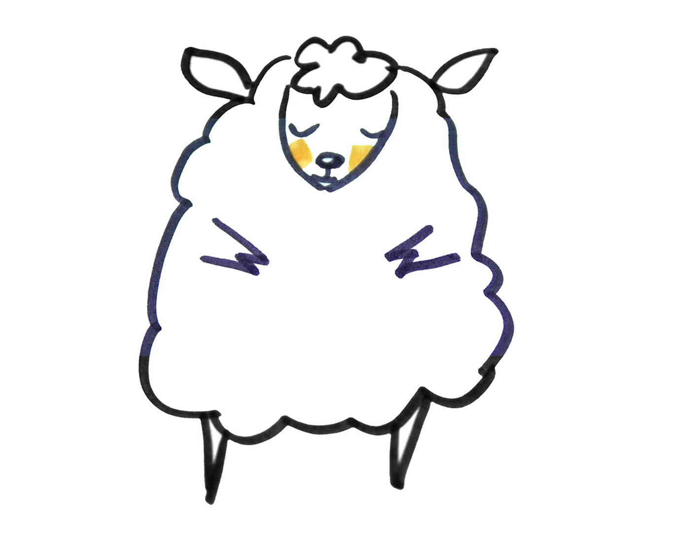 可爱的小绵羊简笔画步骤大图