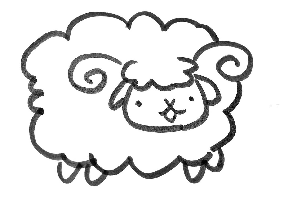 儿童简笔画教程 可爱小羊的画法详细步骤图解 肉丁儿童网