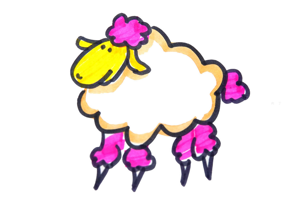小羊简笔画_陆地动物