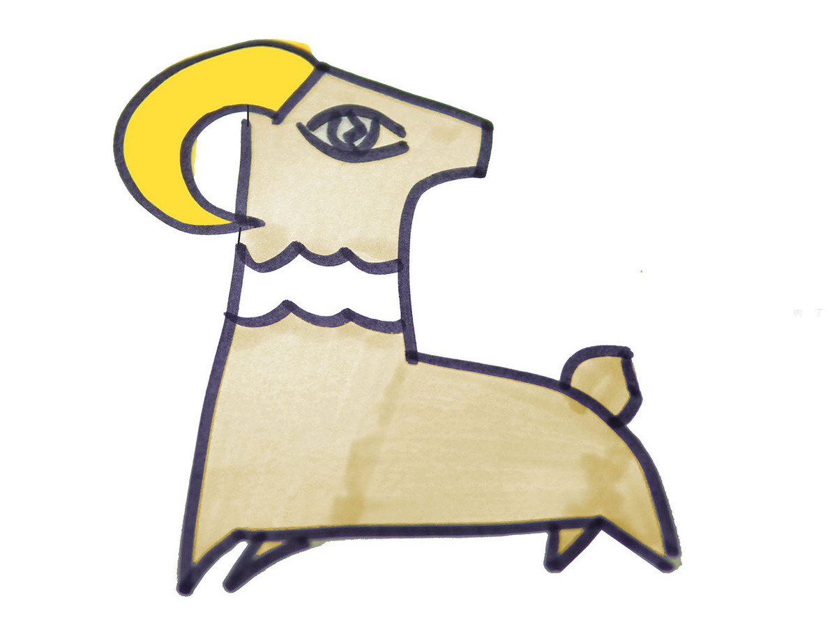 教你画可爱的小山羊简笔画 儿童有趣的动物卡通画 肉丁儿童网