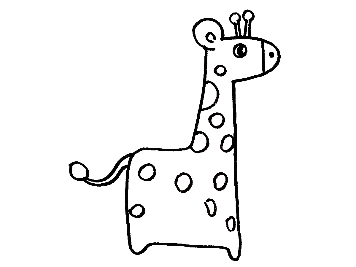 长颈鹿吃树叶简笔画 长颈鹿怎么画图片-动物简笔画-欣欣简笔画
