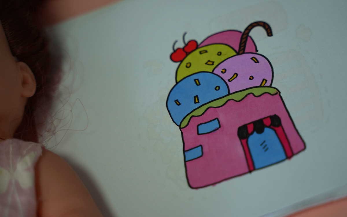 儿童画色彩小冰激凌的画法步骤 幼儿园简笔画图