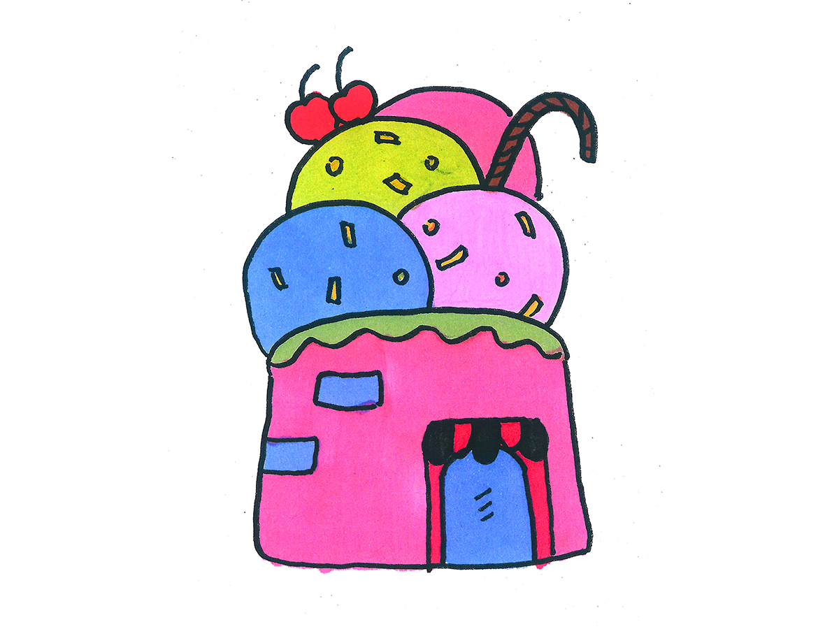儿童画色彩小冰激凌的画法步骤 幼儿园简笔画图
