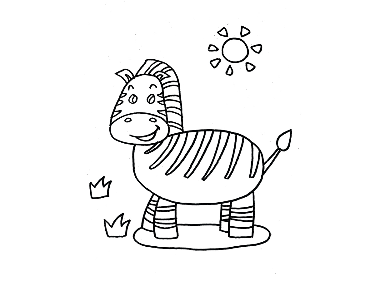 儿童画色彩小斑马的画法图解教程 简单简笔画