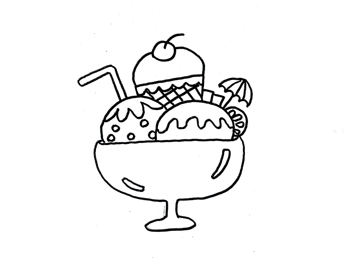 宝宝学画冰淇淋的教程:简单易学的儿童简笔画冰淇淋画画法 肉丁儿童网