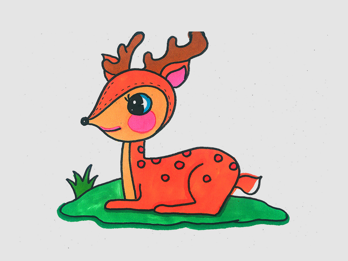 怎么画小梅花鹿的画法教程  简单可爱简笔画图片