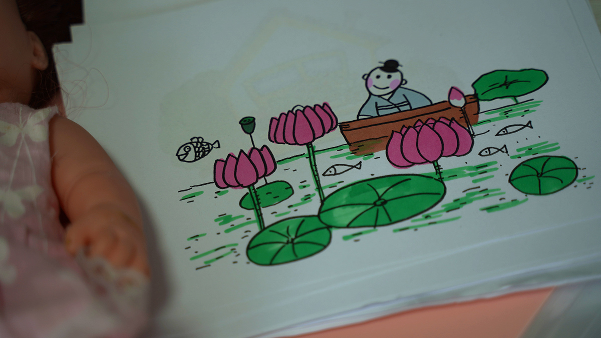 儿童画荷花塘的画法教程 简单漂亮简笔画步骤图
