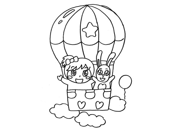 简单漂亮儿童画小热气球 简笔画的画法图解教程