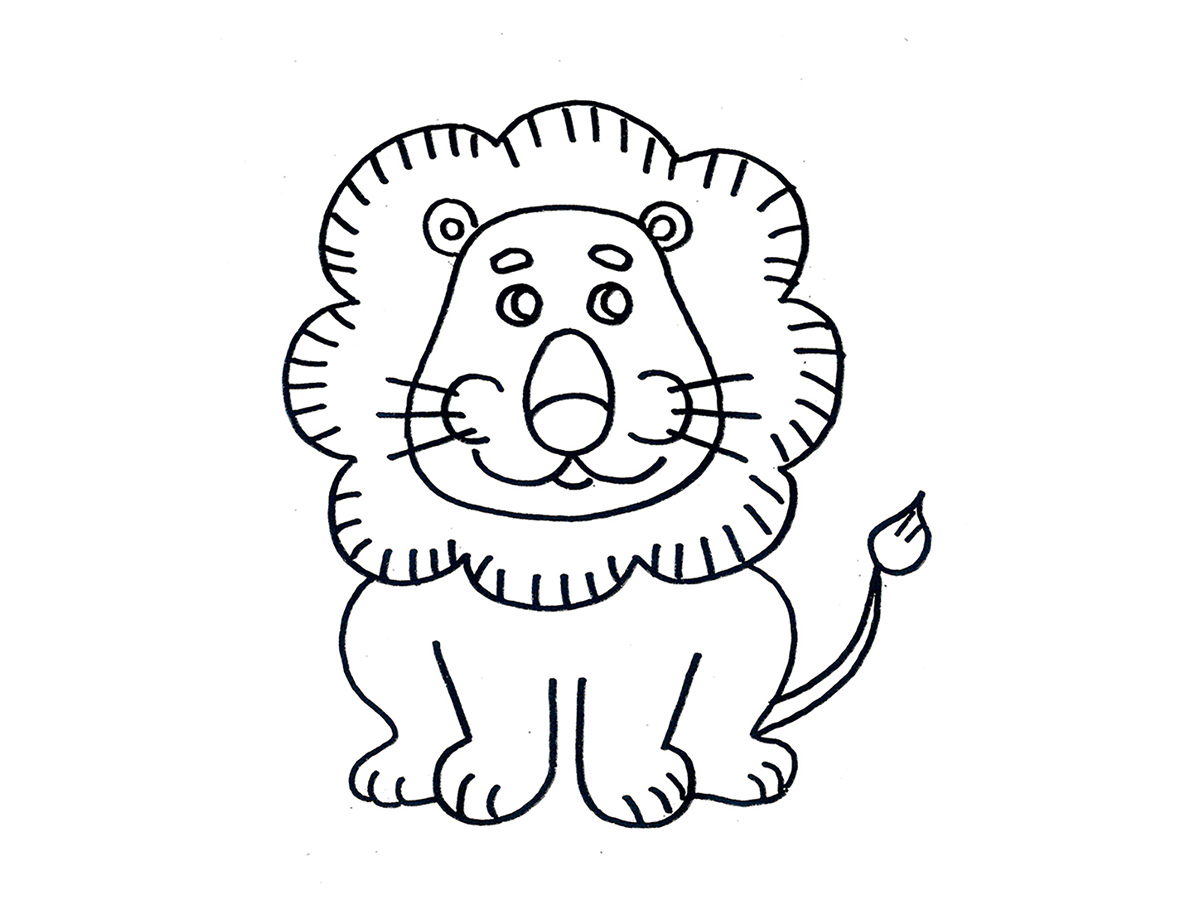 可爱的小狮子简笔画画法图片步骤