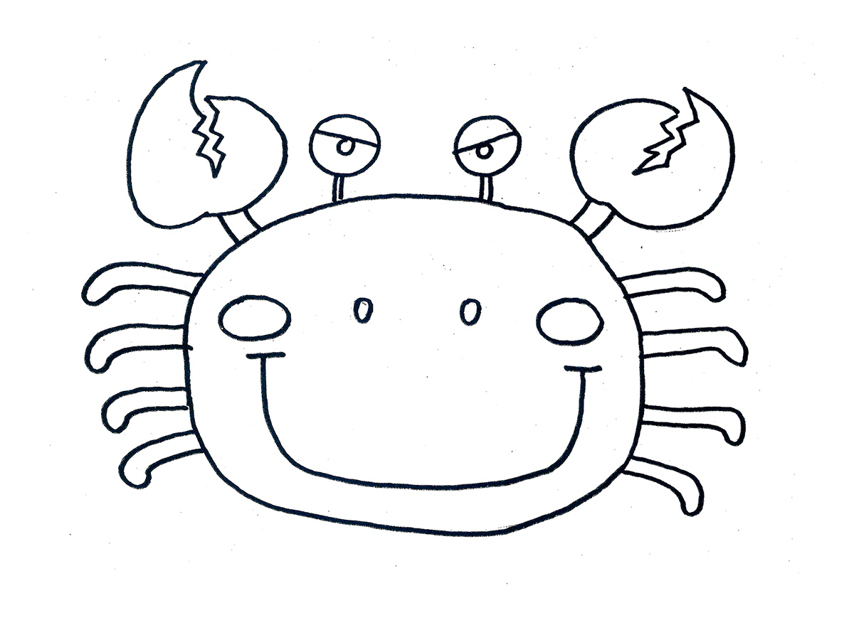 彩色小螃蟹简笔画画法图片步骤