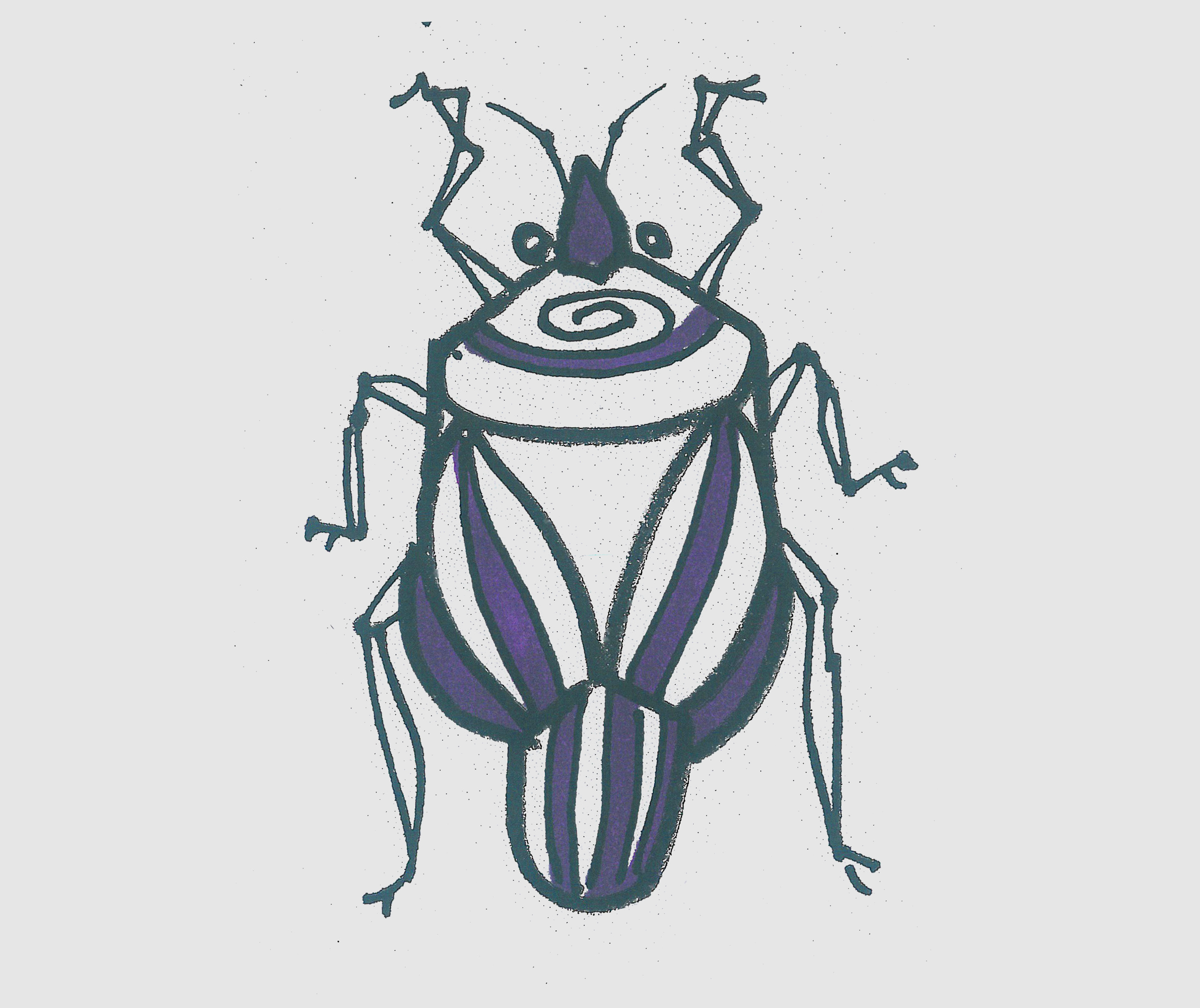 儿童简笔画有颜色甲虫 小甲虫的画法