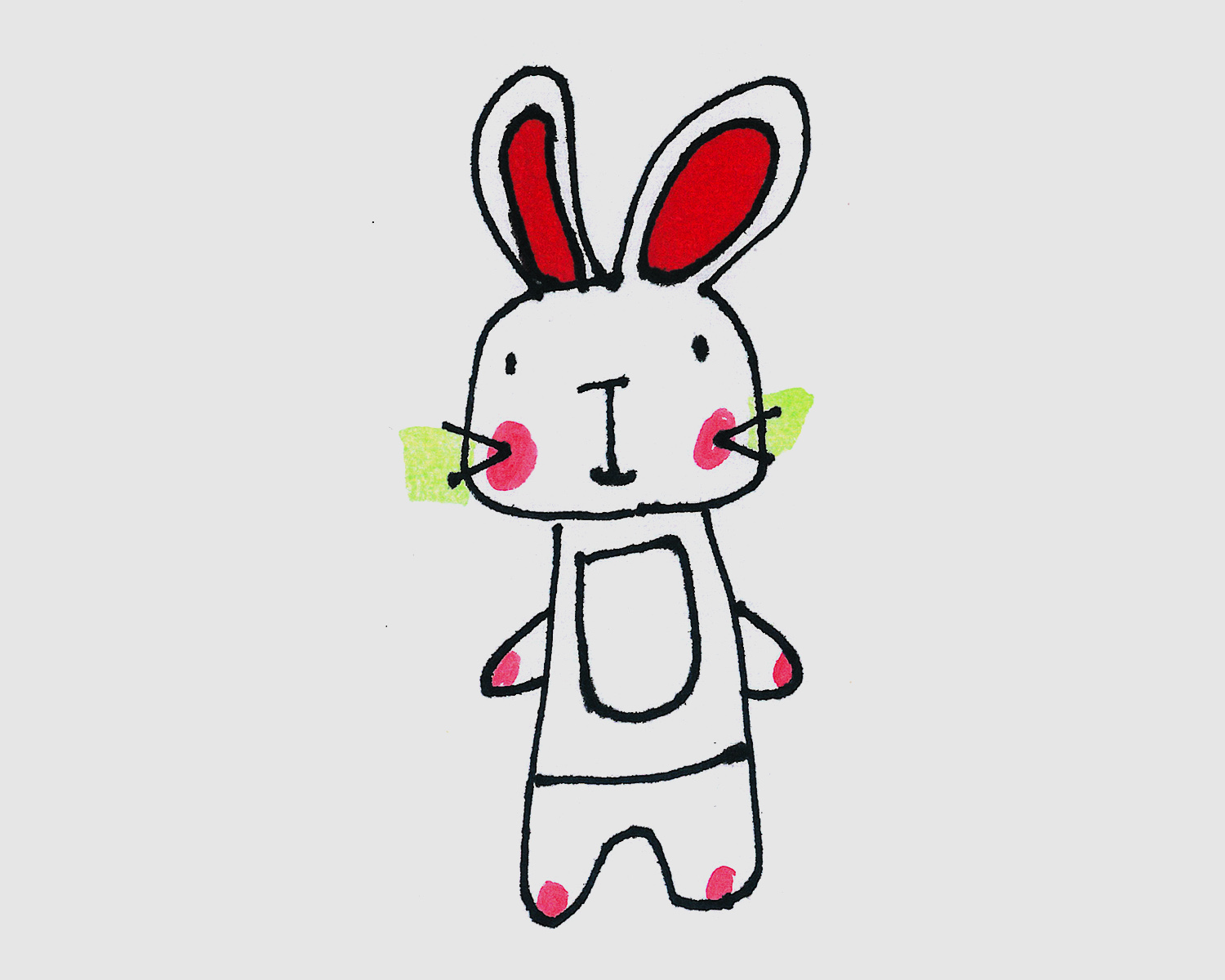 5岁儿童画优秀作品 有颜色兔子的画法图解