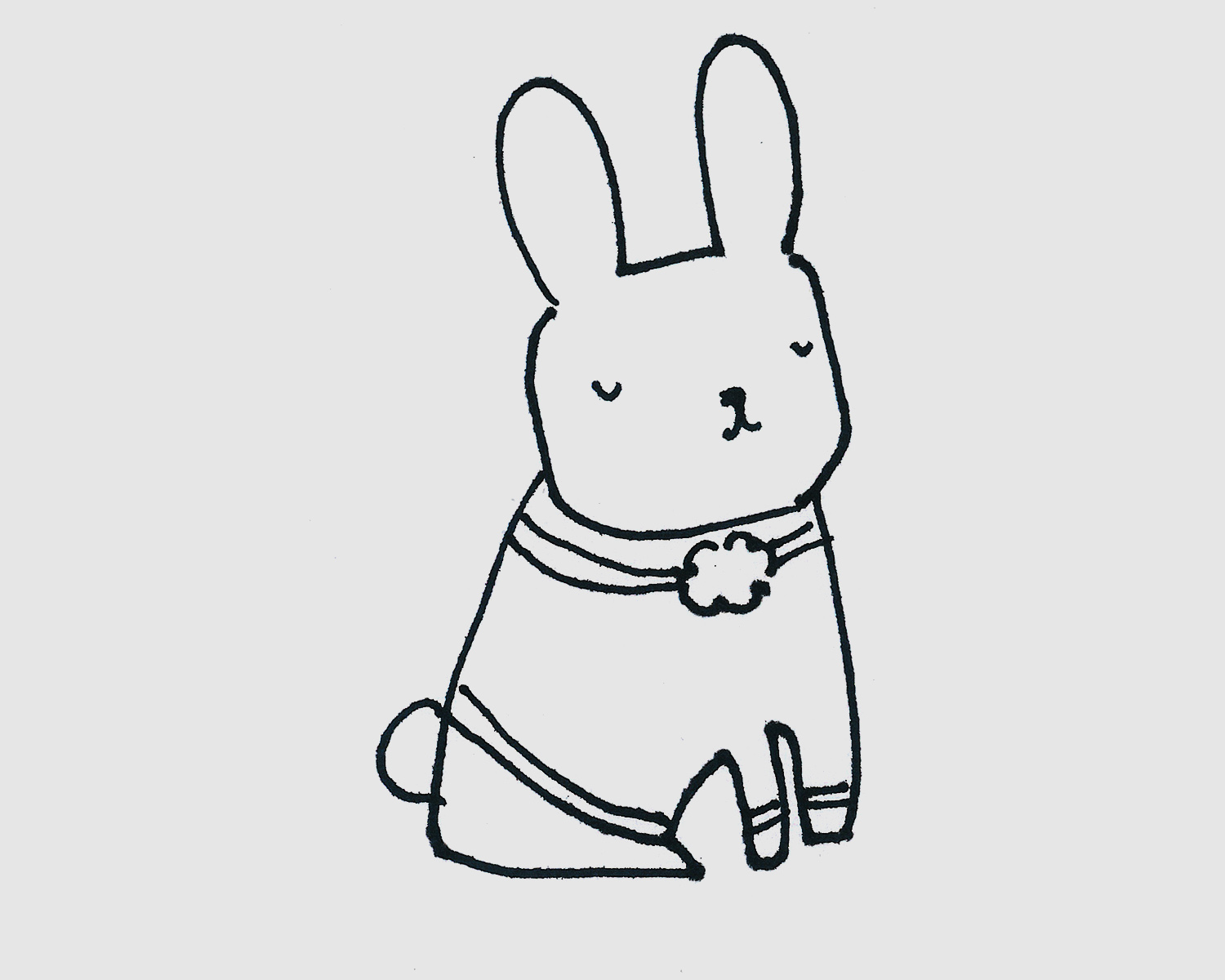 坐在月亮上的兔子简笔画画法图片步骤