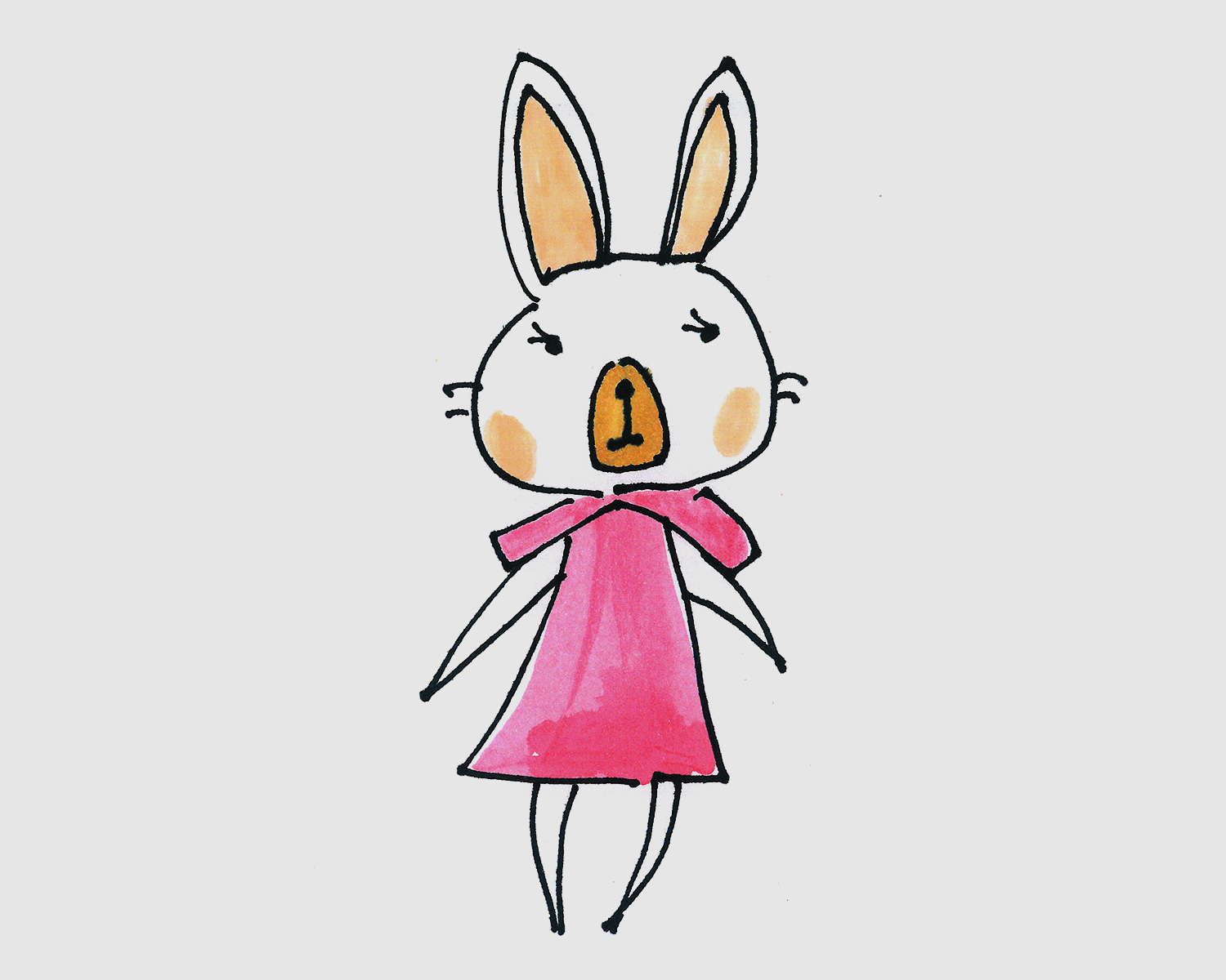 7-8岁简笔画优秀作品 小小白兔的画法图解