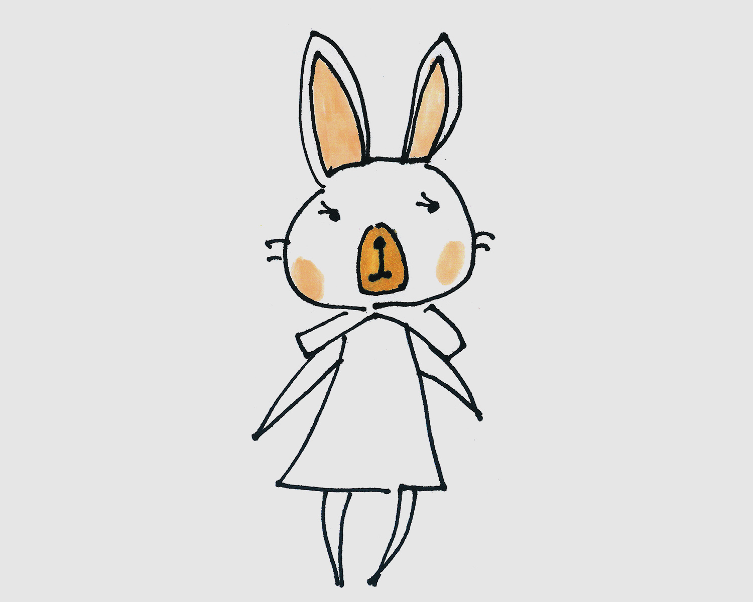 7-8岁简笔画优秀作品 小小白兔的画法图解