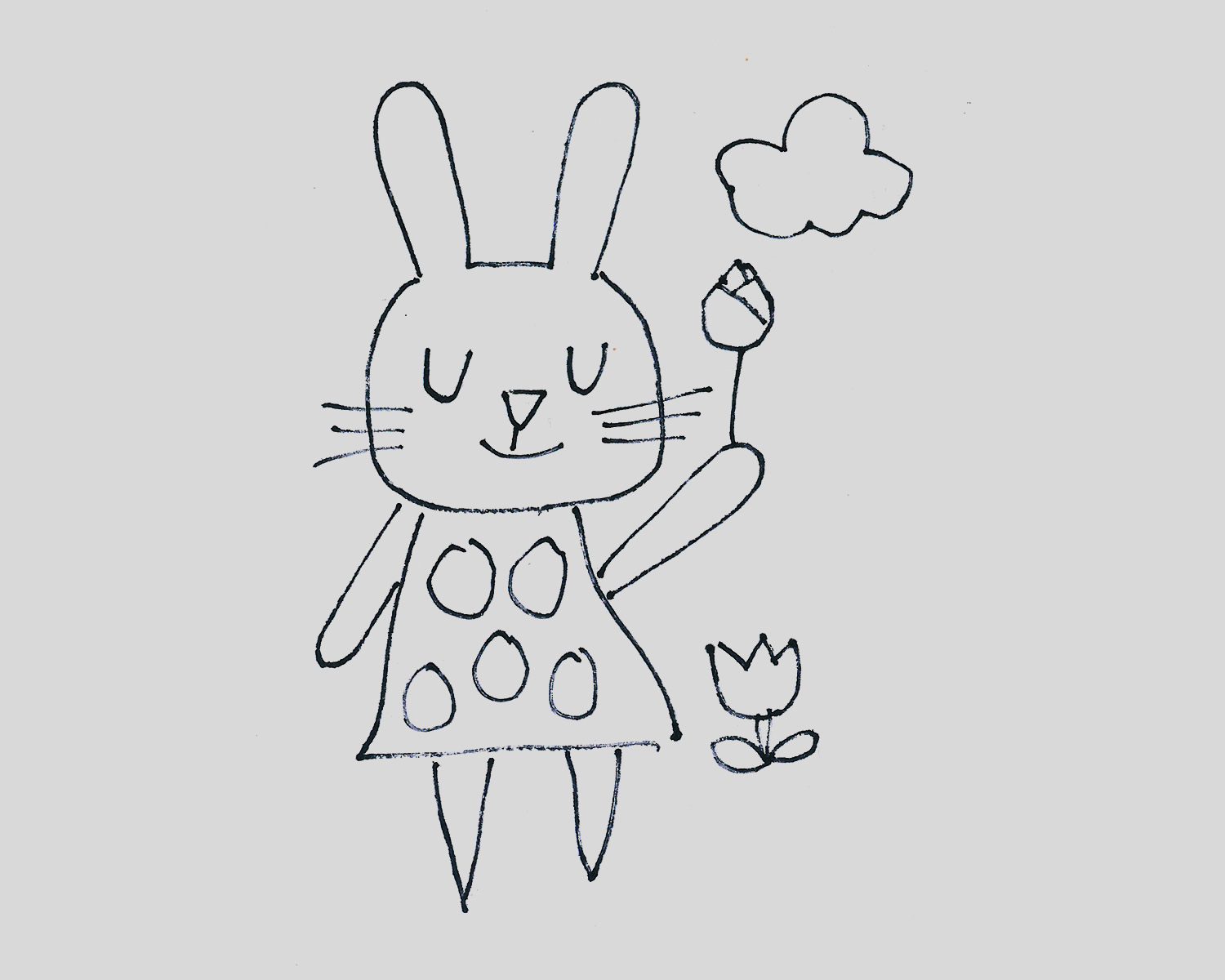 7-8岁简笔画教程 简单小白兔的画法