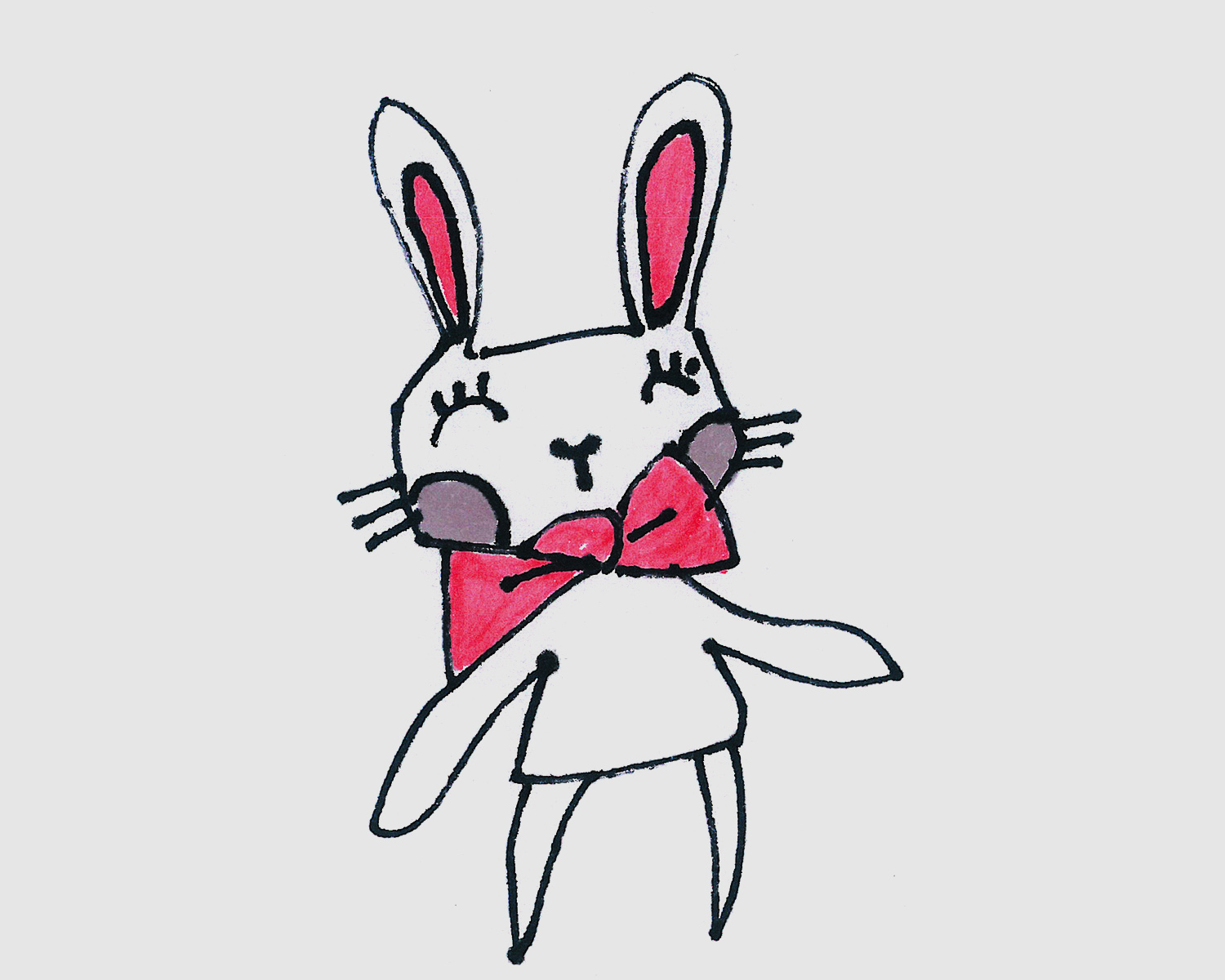 5岁儿童画教程 带颜色小兔子的画法教程