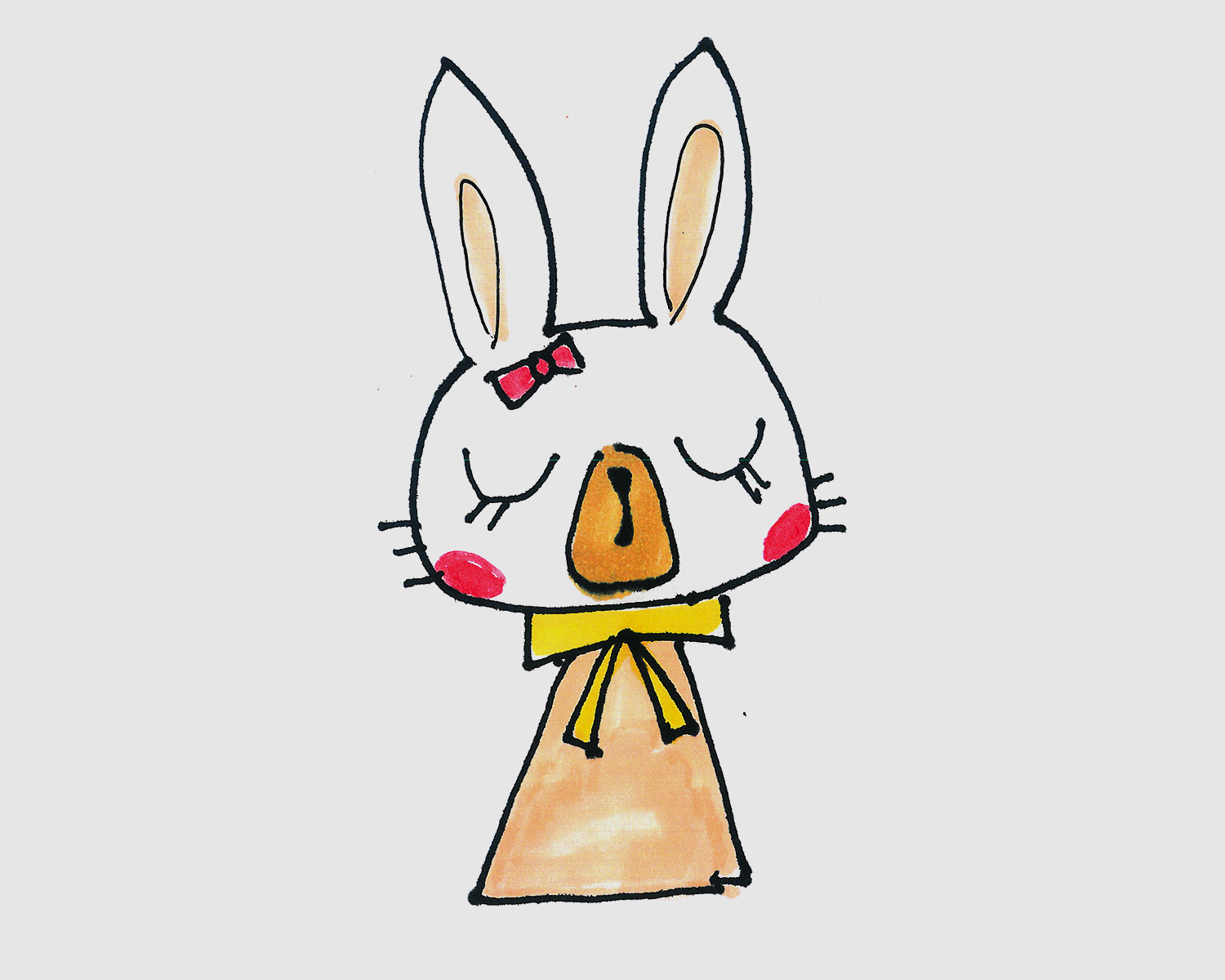 5岁简笔画作品 色彩小兔子怎么画好看