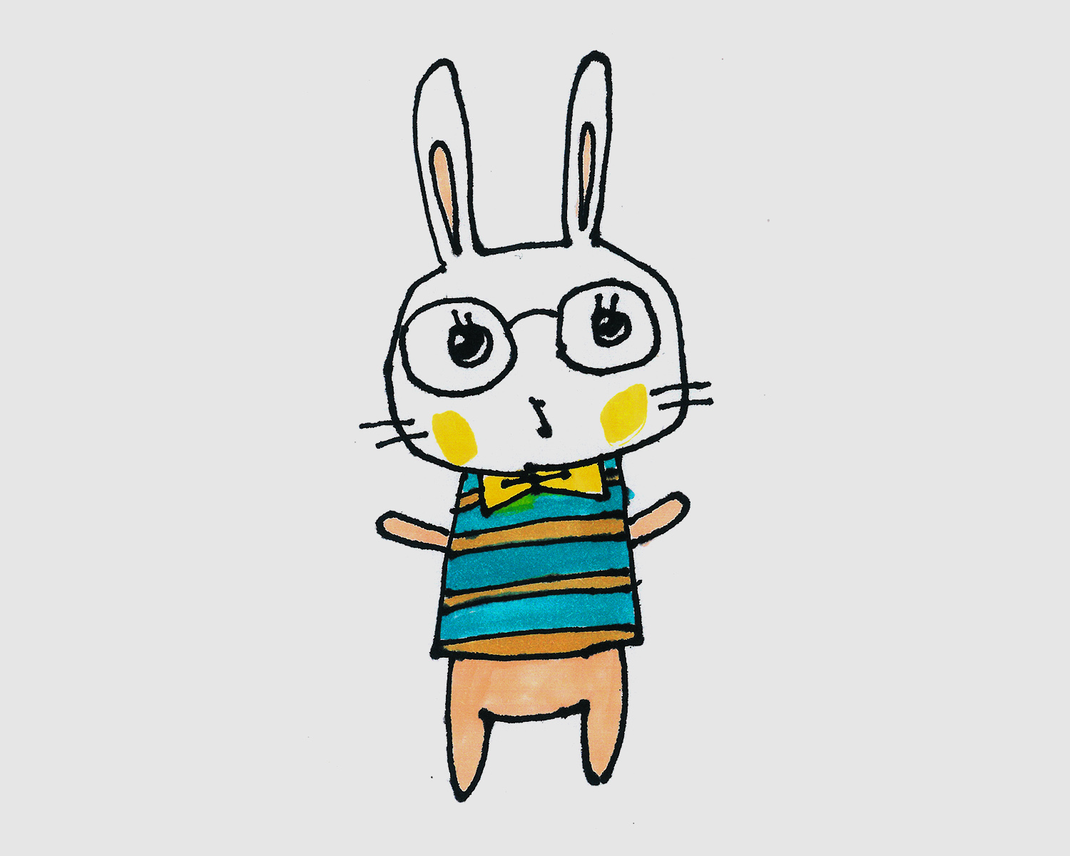 5岁儿童画启蒙教程 有颜色小小白兔怎么画简单又好看
