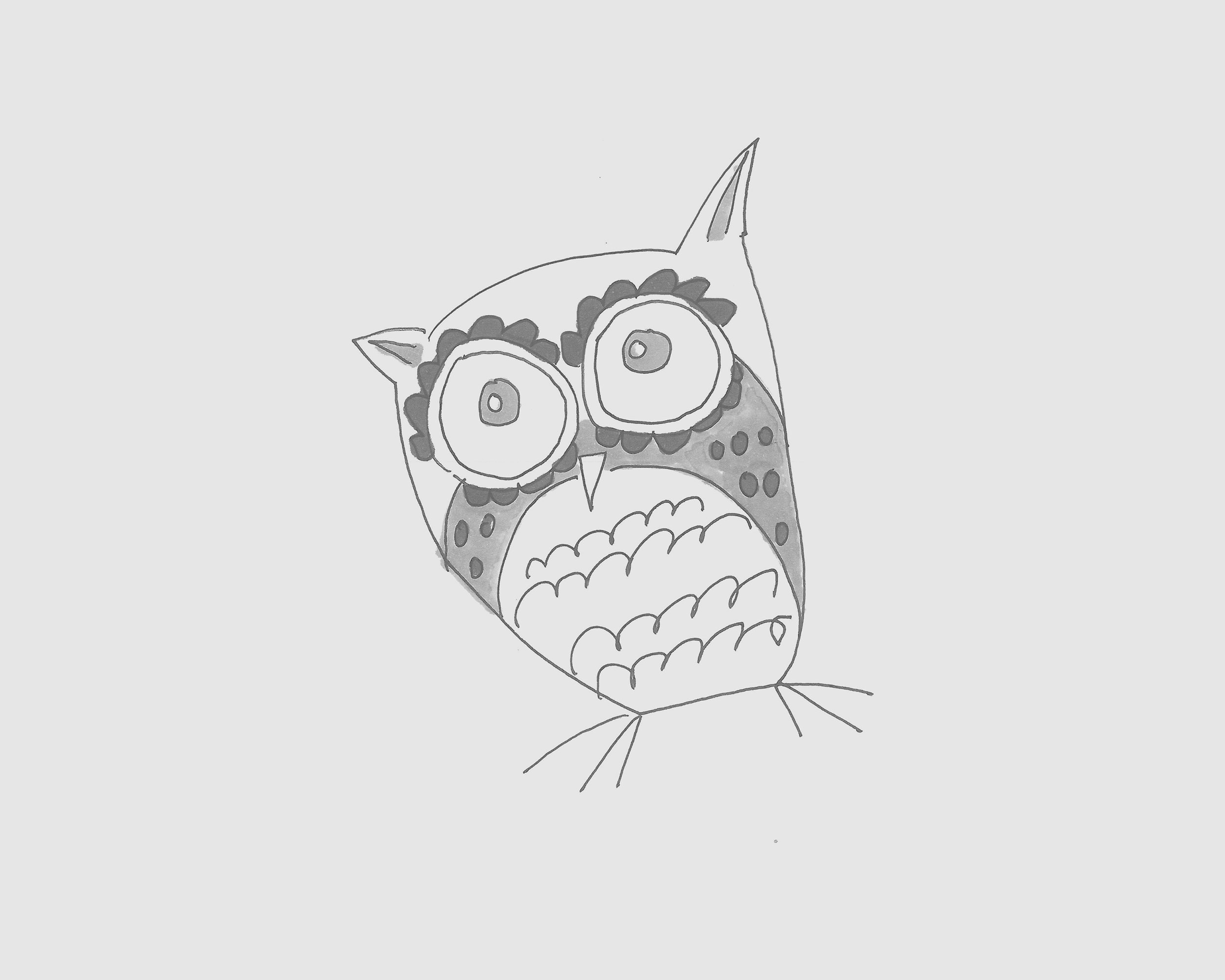 可爱彩色猫头鹰简笔画画法图片步骤💛巧艺网