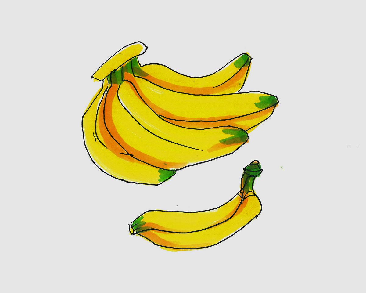 简单漂亮涂鸦大全 简笔画香蕉的画法过程图 咿咿呀呀儿童手工网