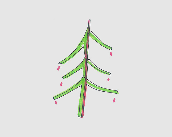 彩色圣诞树简笔画画法图片步骤