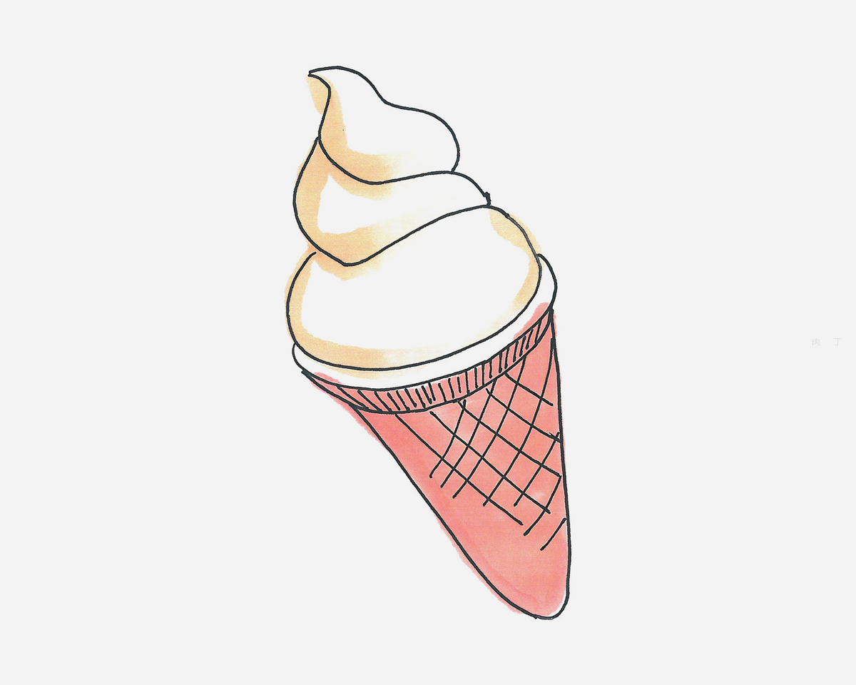 教你画甜筒冰淇淋简笔画 幼儿园DIY简单的简笔画 肉丁儿童网
