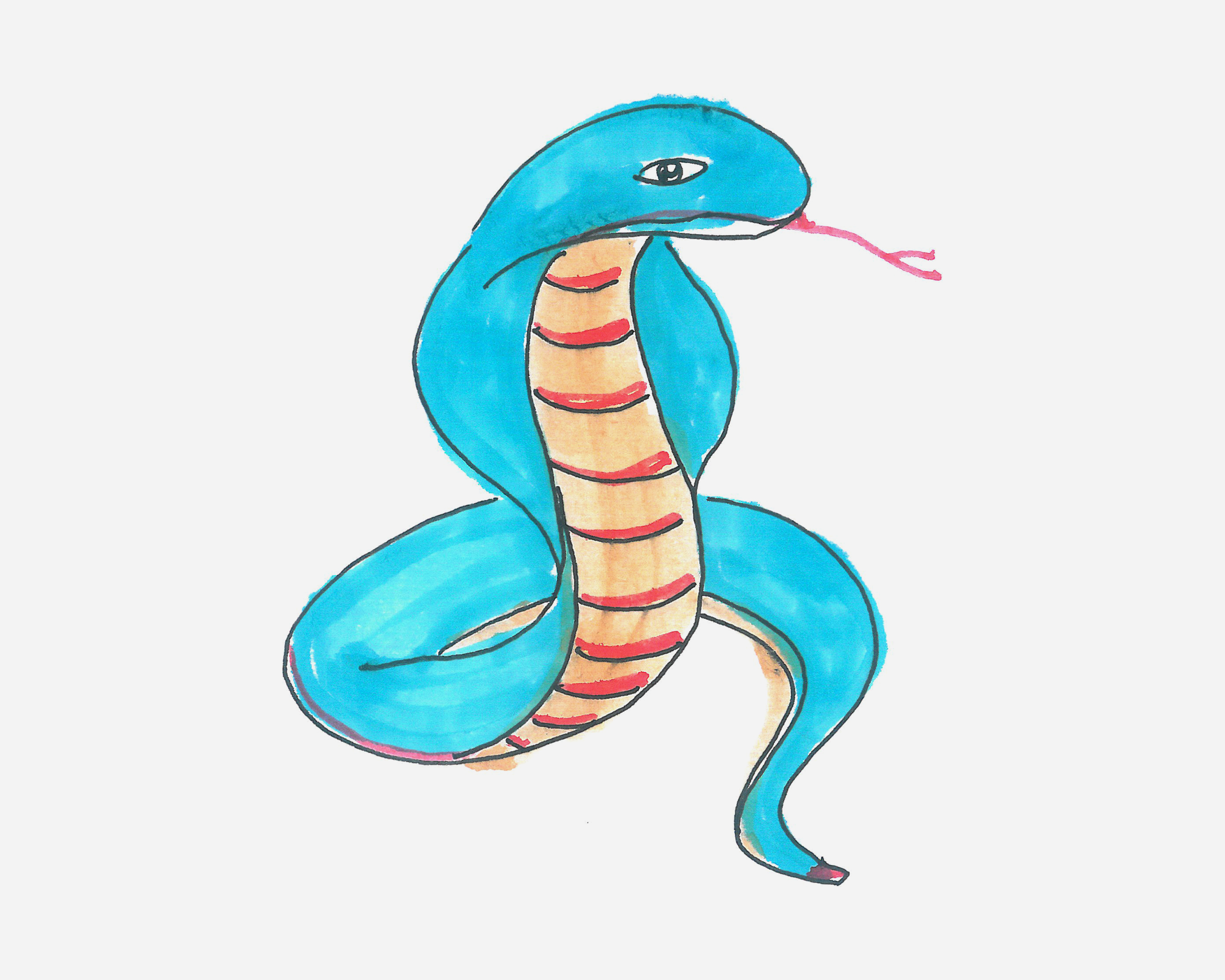 小蛇简笔画可爱简单步骤大全_幼儿园蛇的简笔画图片大全 - 水彩迷