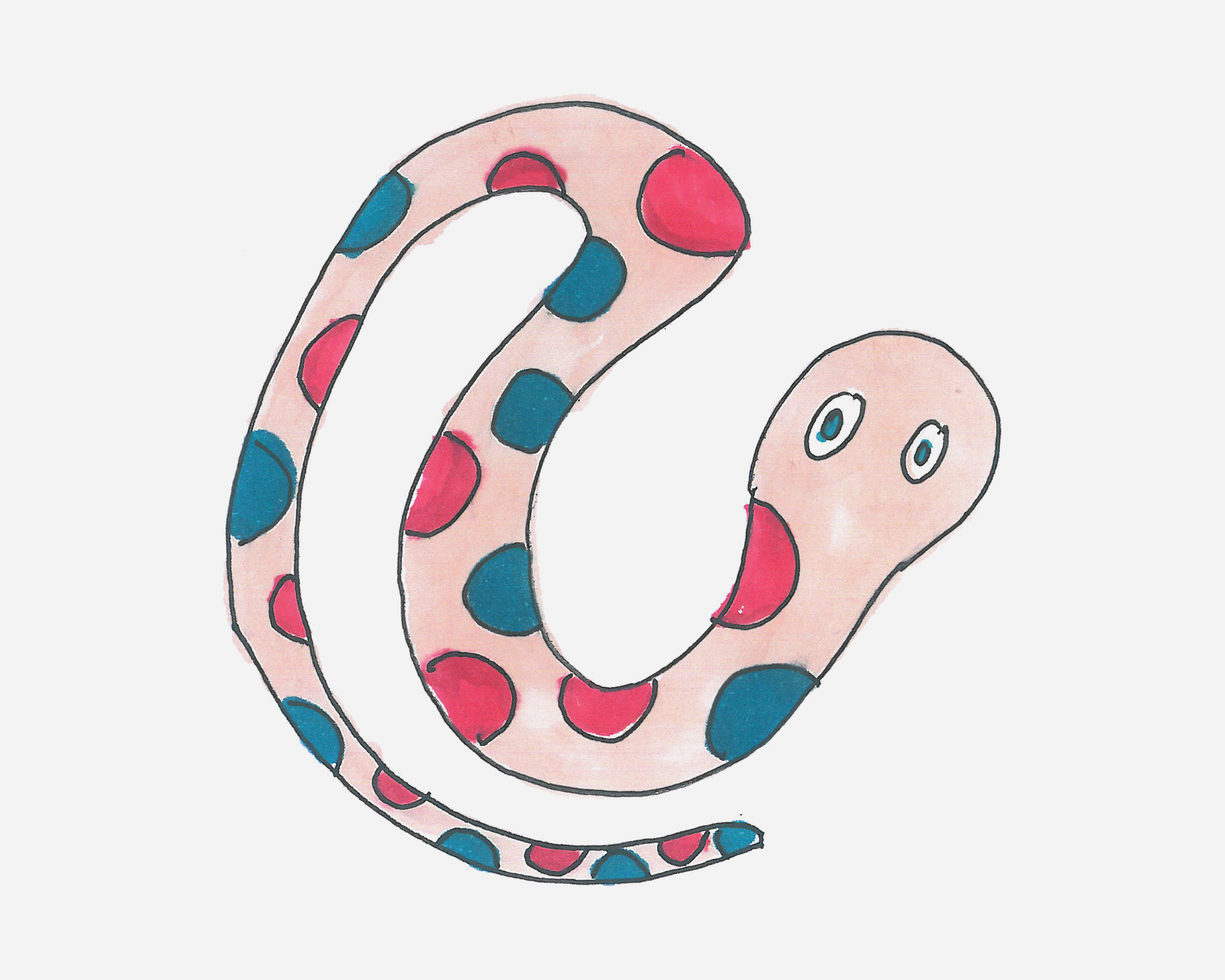 爬行的蛇简笔画画法图片步骤（杯子儿童画） - 有点网 - 好手艺