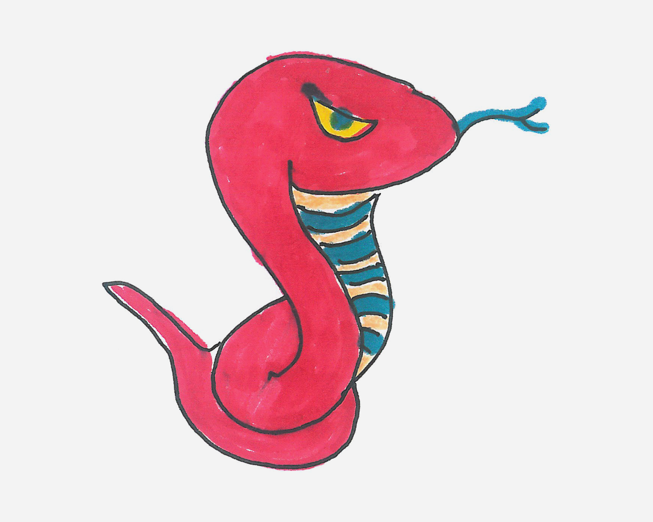 字母C简笔画卡通小蛇的画法图片步骤