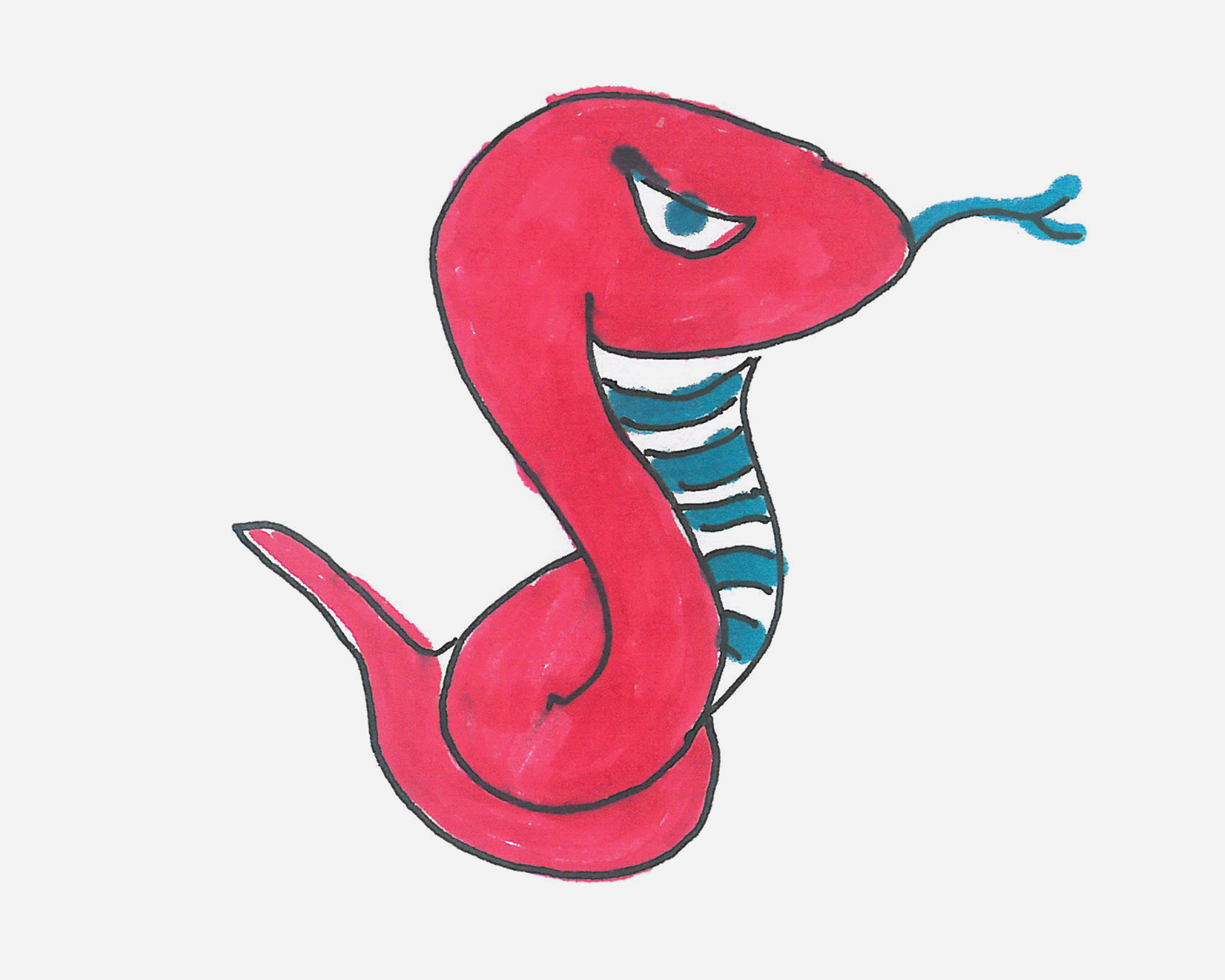 字母C简笔画卡通小蛇的画法图片步骤
