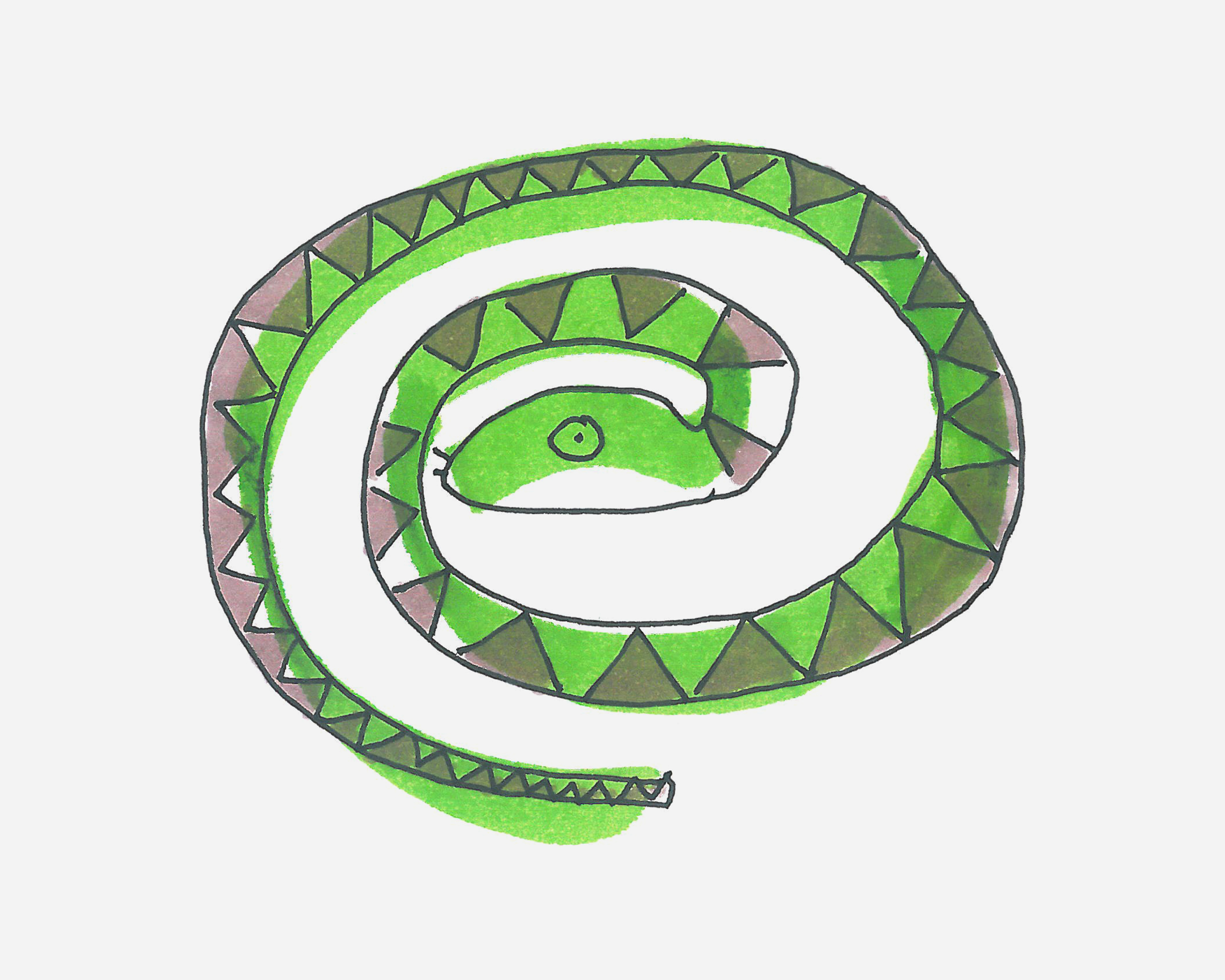 盘起的蛇简笔画画法图片步骤