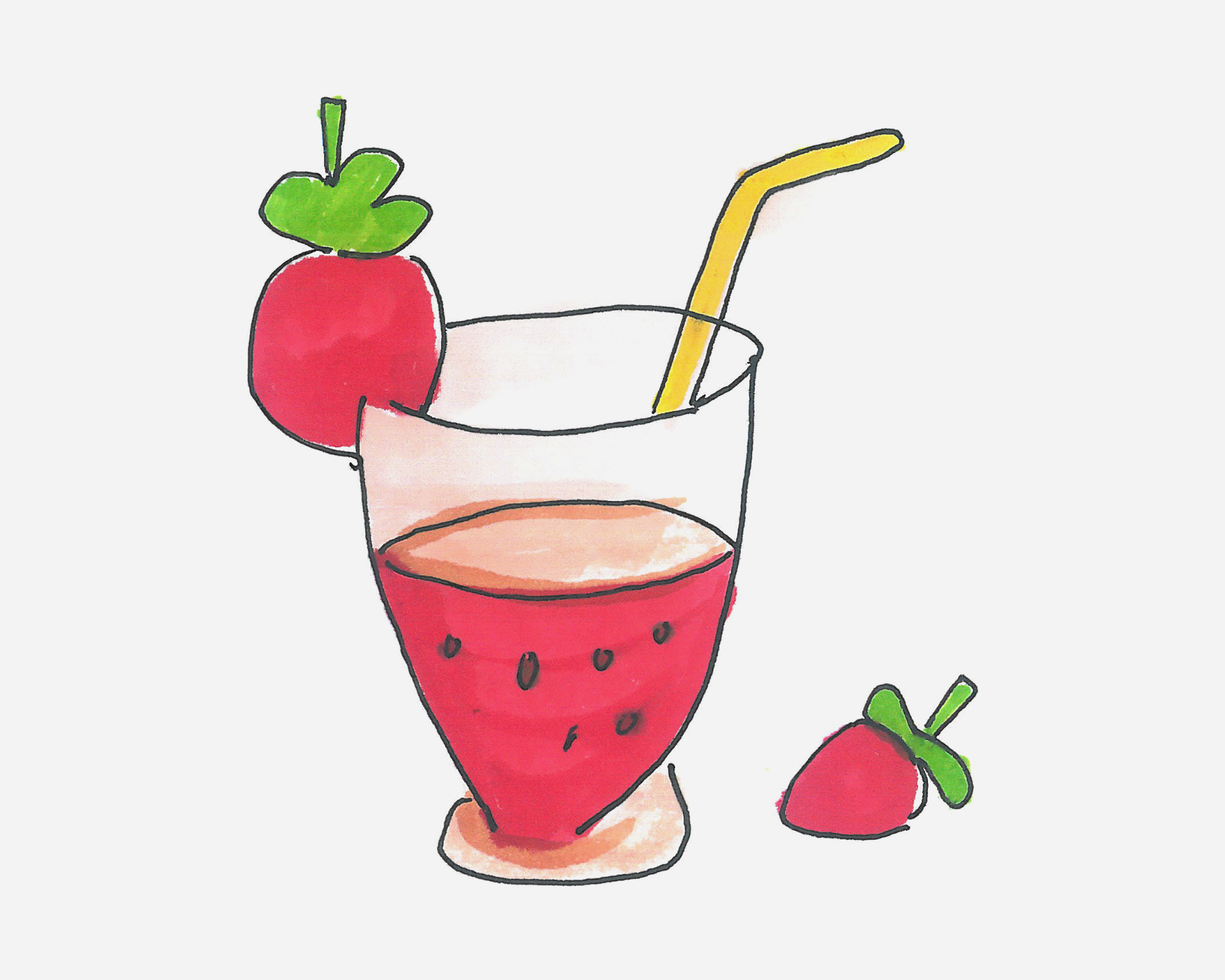 彩色果汁饮料简笔画画法图片步骤💛巧艺网