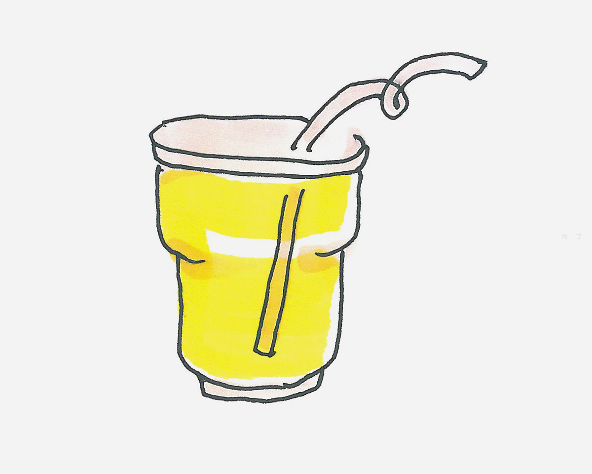 饮料简笔画果汁的画法之一杯果汁的绘画步骤 肉丁儿童网