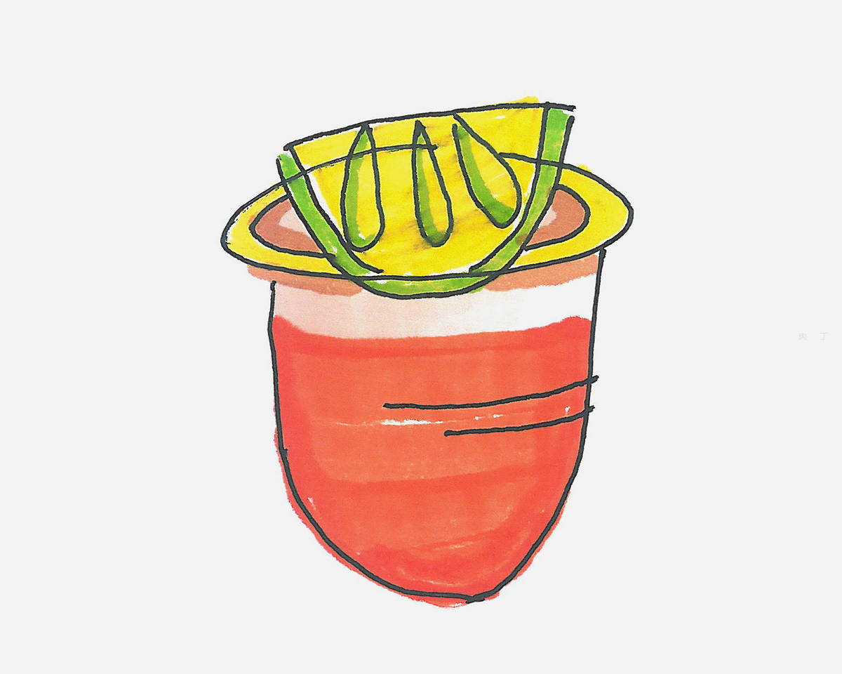 饮料简笔画果汁的画法之一杯果汁的绘画步骤 肉丁儿童网
