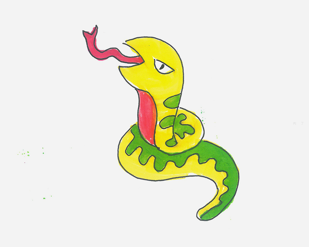 7-8岁儿童简笔画启蒙教程 有颜色小蛇怎么画最简单💛巧艺网