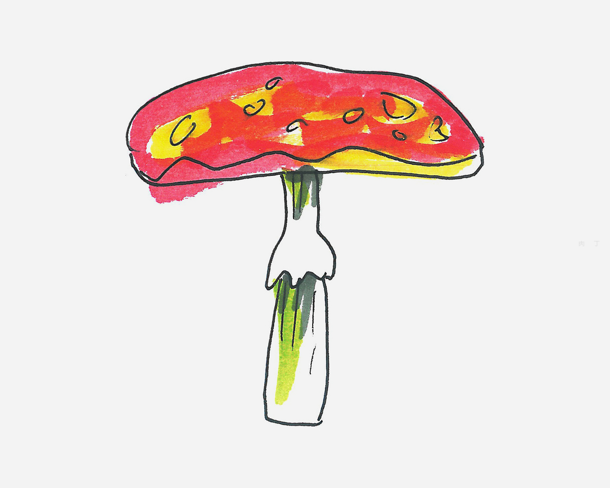 简笔画蘑菇的画法 1一6年级画画图片 肉丁儿童网