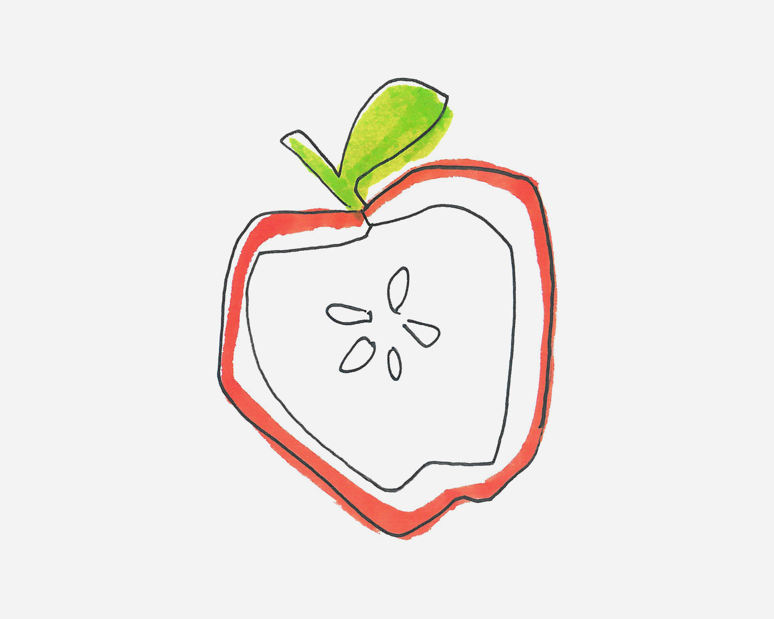 7-8岁儿童简笔画教程 色彩小苹果的画法
