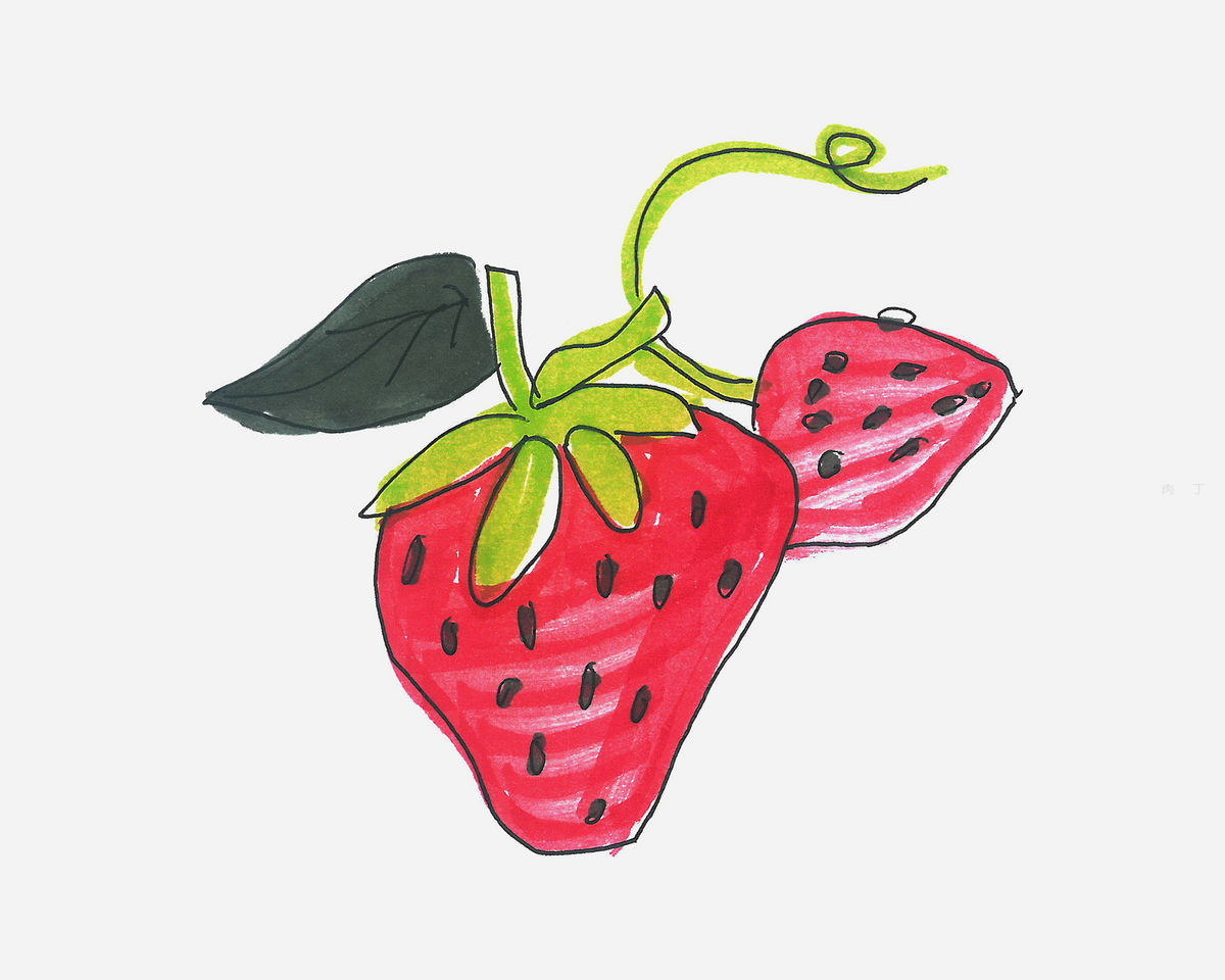两个草莓简笔画画法图片步骤（我学会了画画 作文） - 有点网 - 好手艺